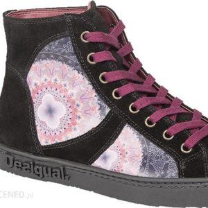 Desigual Rebeldia High Top Black Suede/Patent Sneakers - EU 40 US 9/9.5